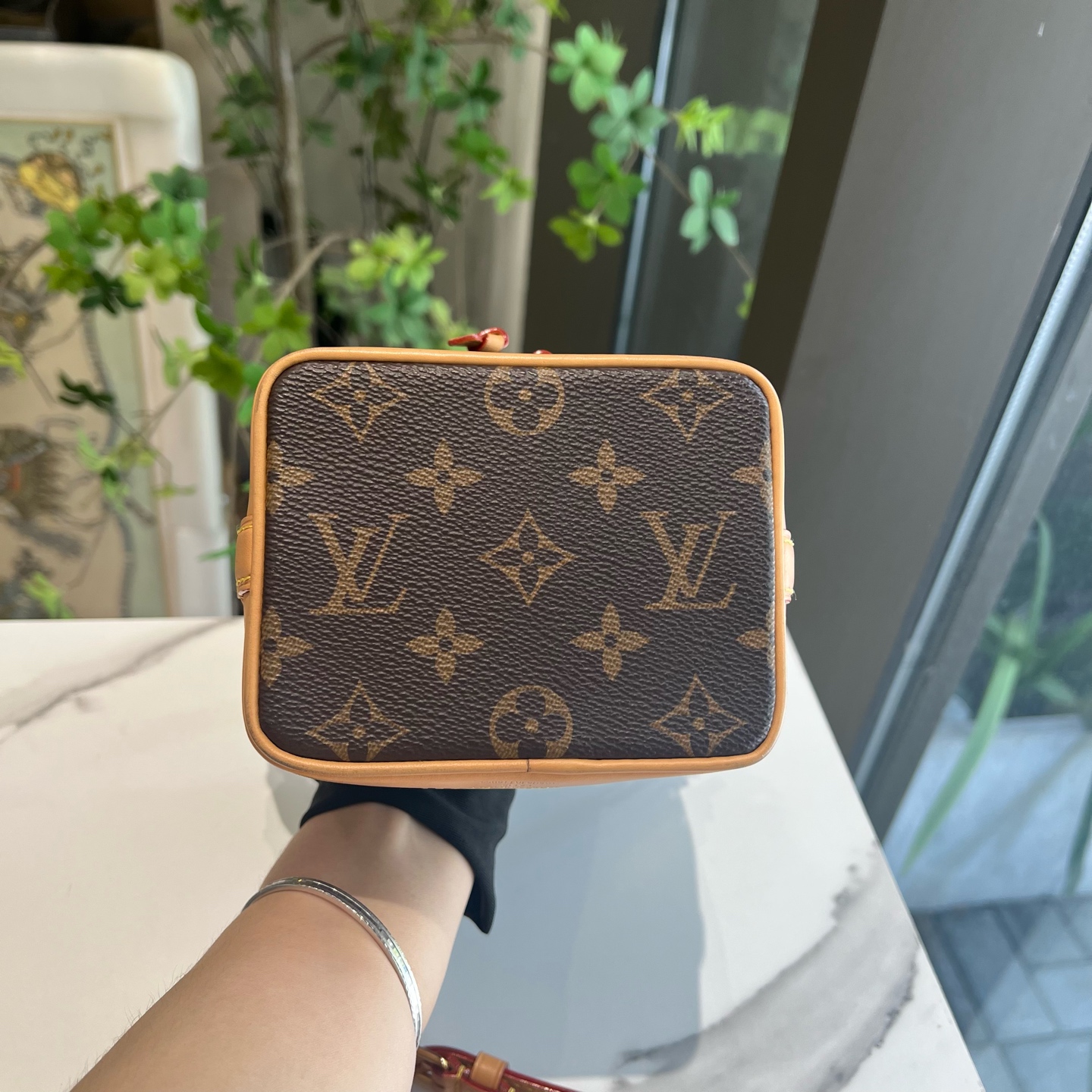 LV Louis Vuitton Nano Noe Monogram Brown Mini Bucket Bag Authentic - Image 3