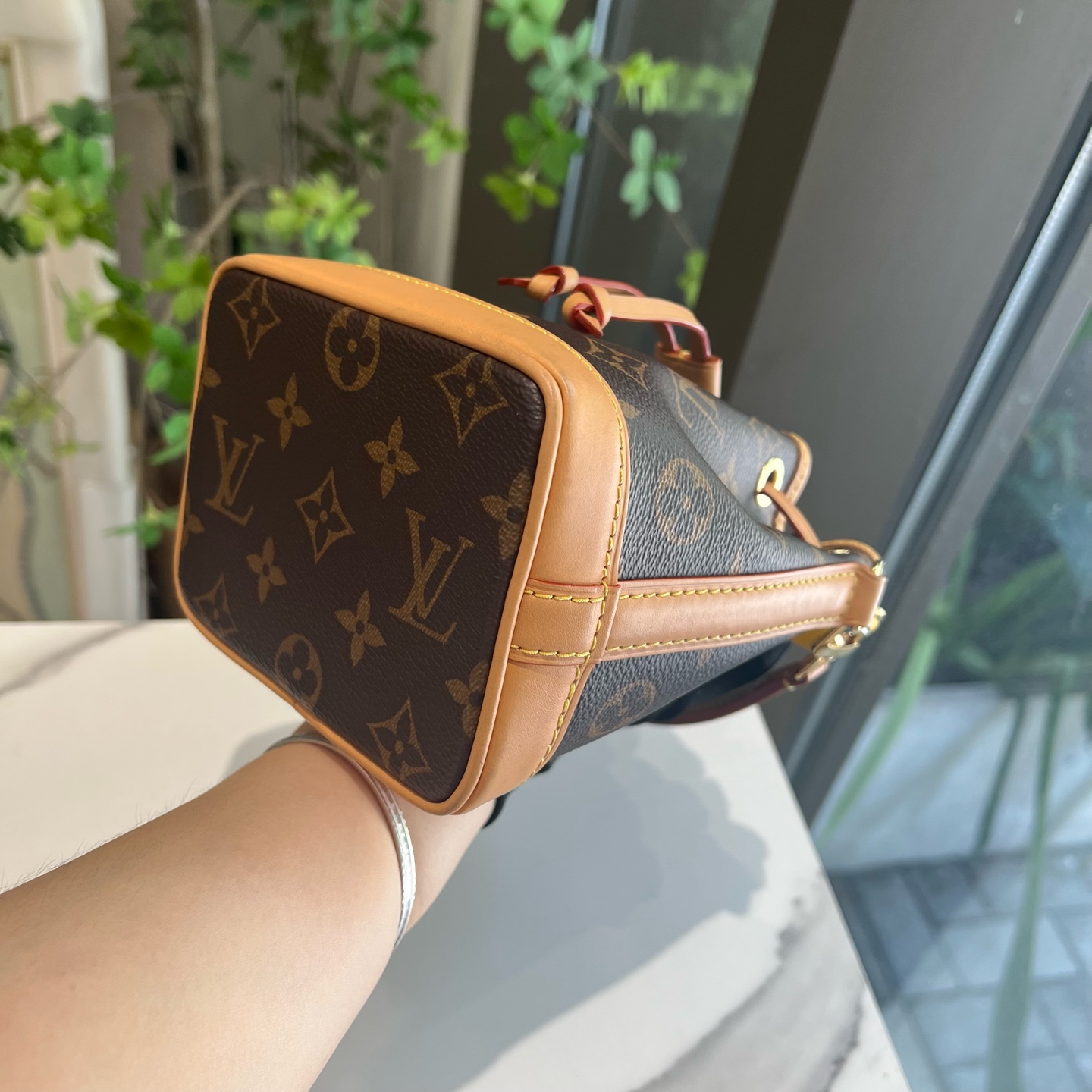 LV Louis Vuitton Nano Noe Monogram Brown Mini Bucket Bag Authentic - Image 5