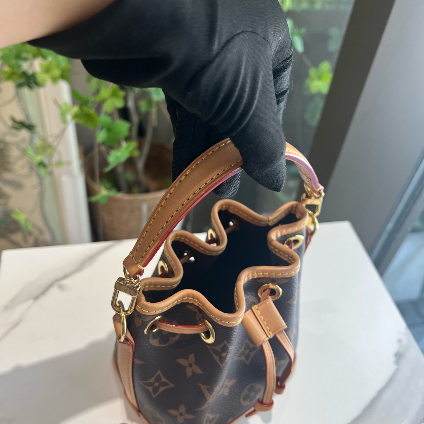 LV Louis Vuitton Nano Noe Monogram Brown Mini Bucket Bag Authentic - Image 6