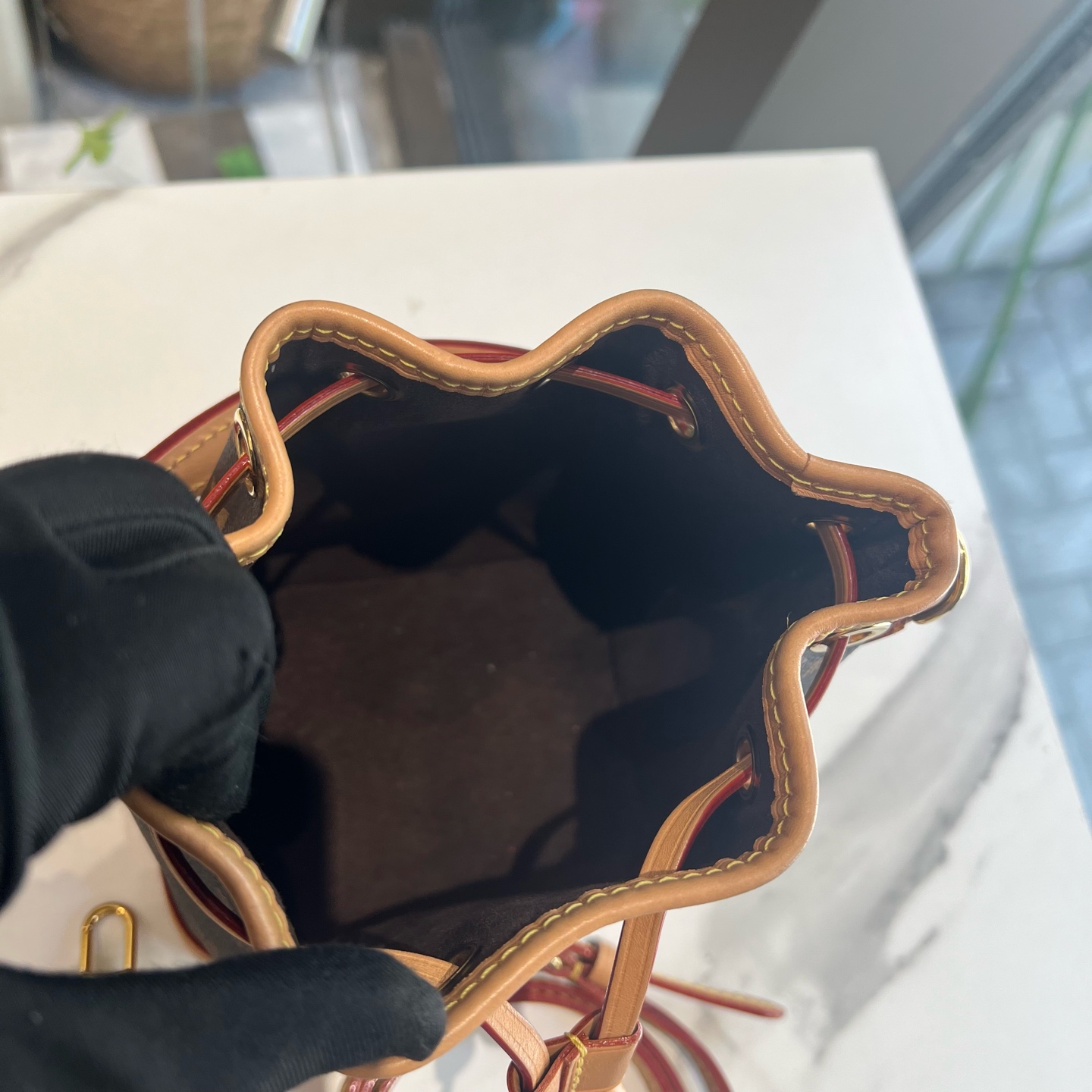 LV Louis Vuitton Nano Noe Monogram Brown Mini Bucket Bag Authentic - Image 7