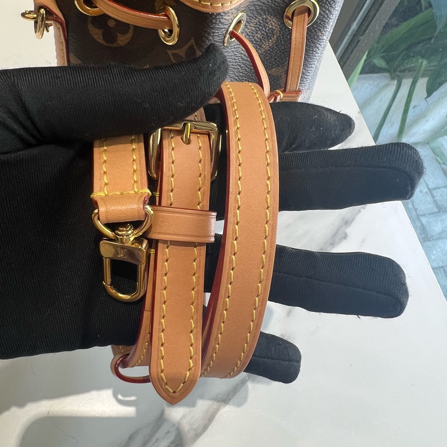 LV Louis Vuitton Nano Noe Monogram Brown Mini Bucket Bag Authentic - Image 8