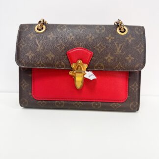 LV Victoria Red Monogram Canvas Crossbody Bag Authentic