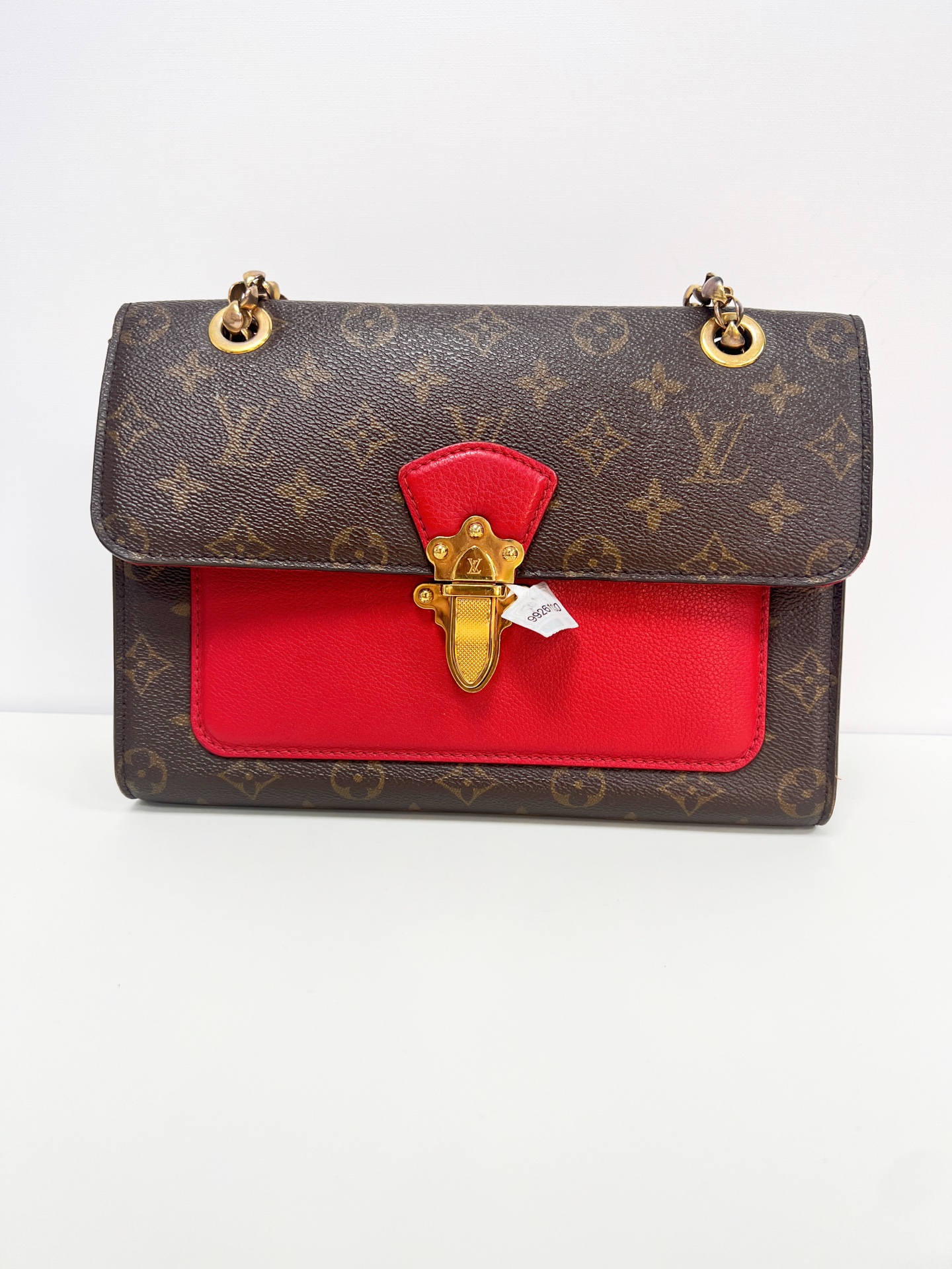 LV Victoria Red Monogram Canvas Crossbody Bag Authentic