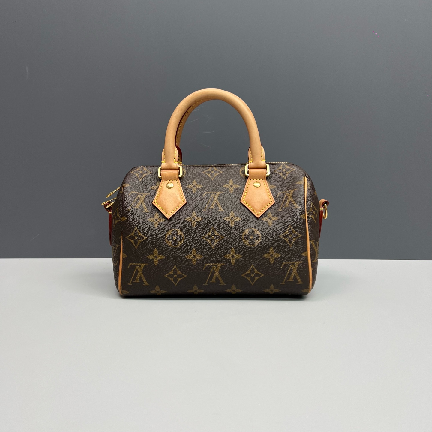 LV Louis Vuitton Speedy 20 Monogram Black Strap Boston Bag Authentic - Image 2