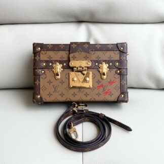 LV Petite Malle Reversible Monogram Hard Box Bag M45960 Chip Authentic