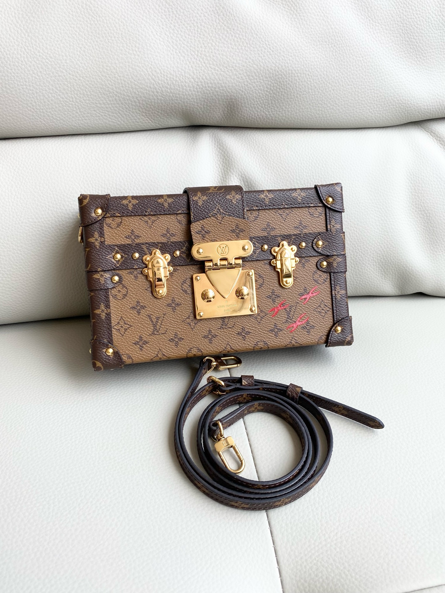 LV Petite Malle Reversible Monogram Hard Box Bag M45960 Chip Authentic - Image 2