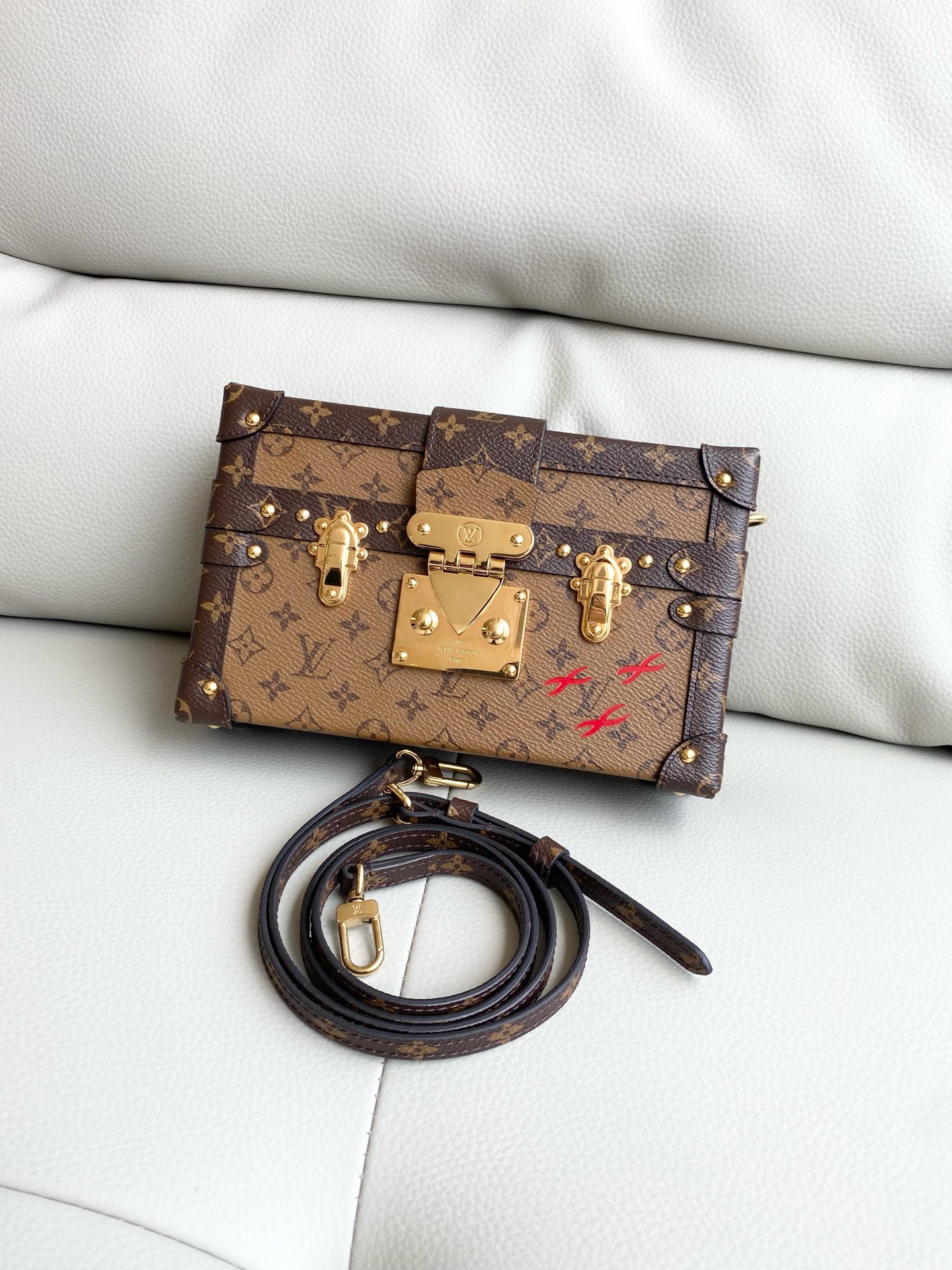 LV Petite Malle Reversible Monogram Hard Box Bag M45960 Chip Authentic - Image 3