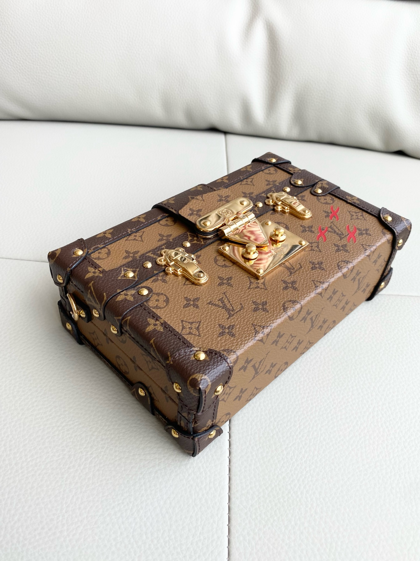 LV Petite Malle Reversible Monogram Hard Box Bag M45960 Chip Authentic - Image 7