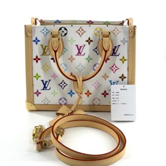 Louis Vuitton Onthego PM White Multicolor Tote Bag Authentic