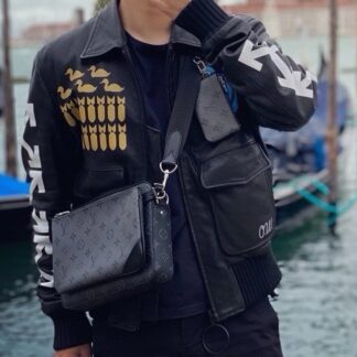LV Trio Messenger Bag Black Coated Canvas Authentic