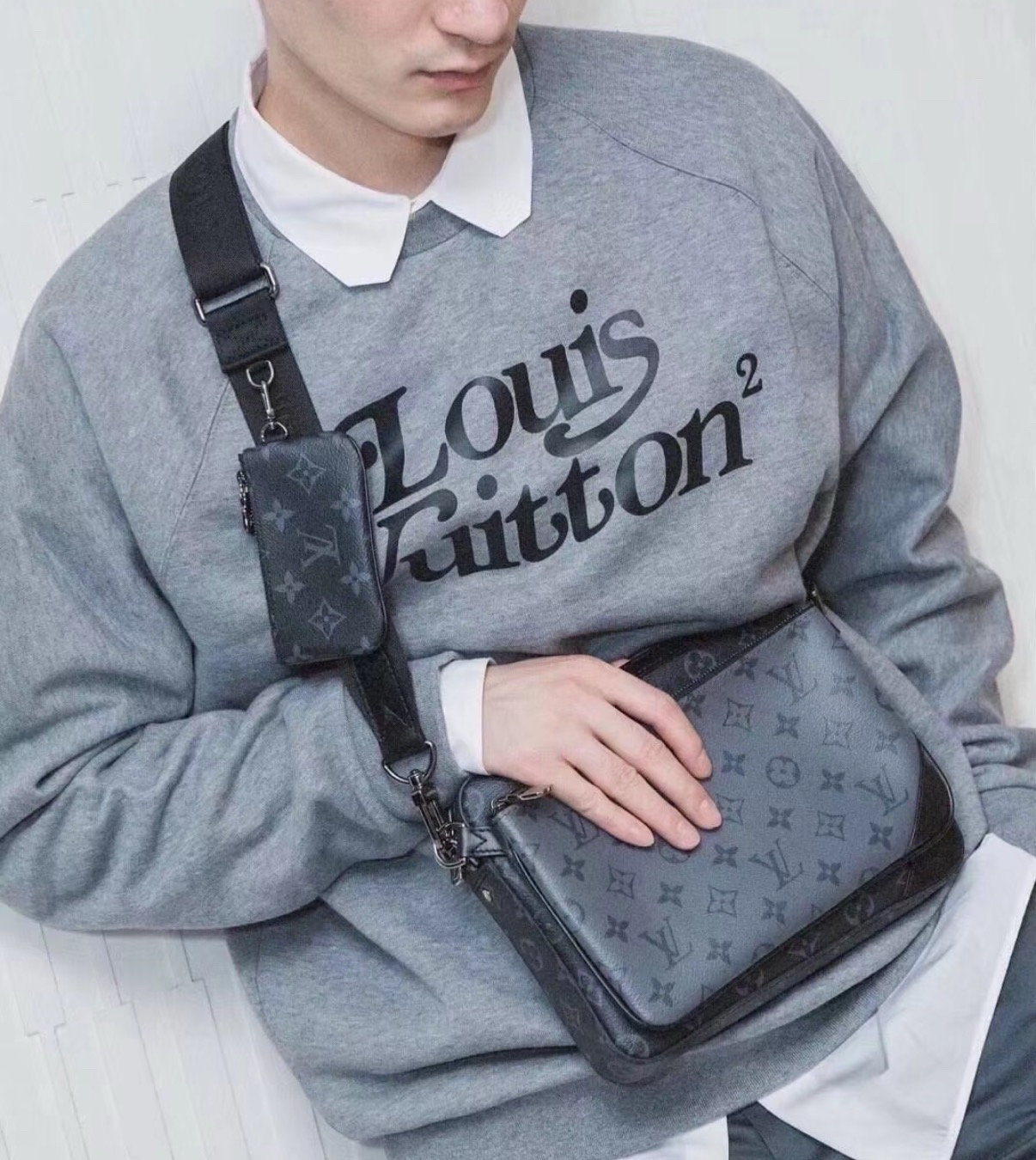 LV Trio Messenger Bag Black Coated Canvas Authentic - Image 2