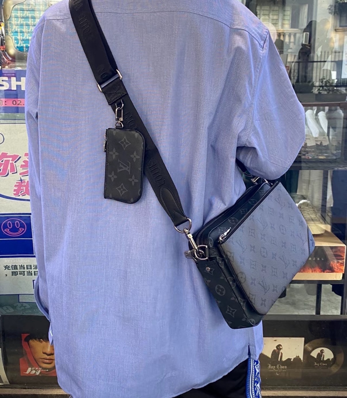 LV Trio Messenger Bag Black Coated Canvas Authentic - Image 3