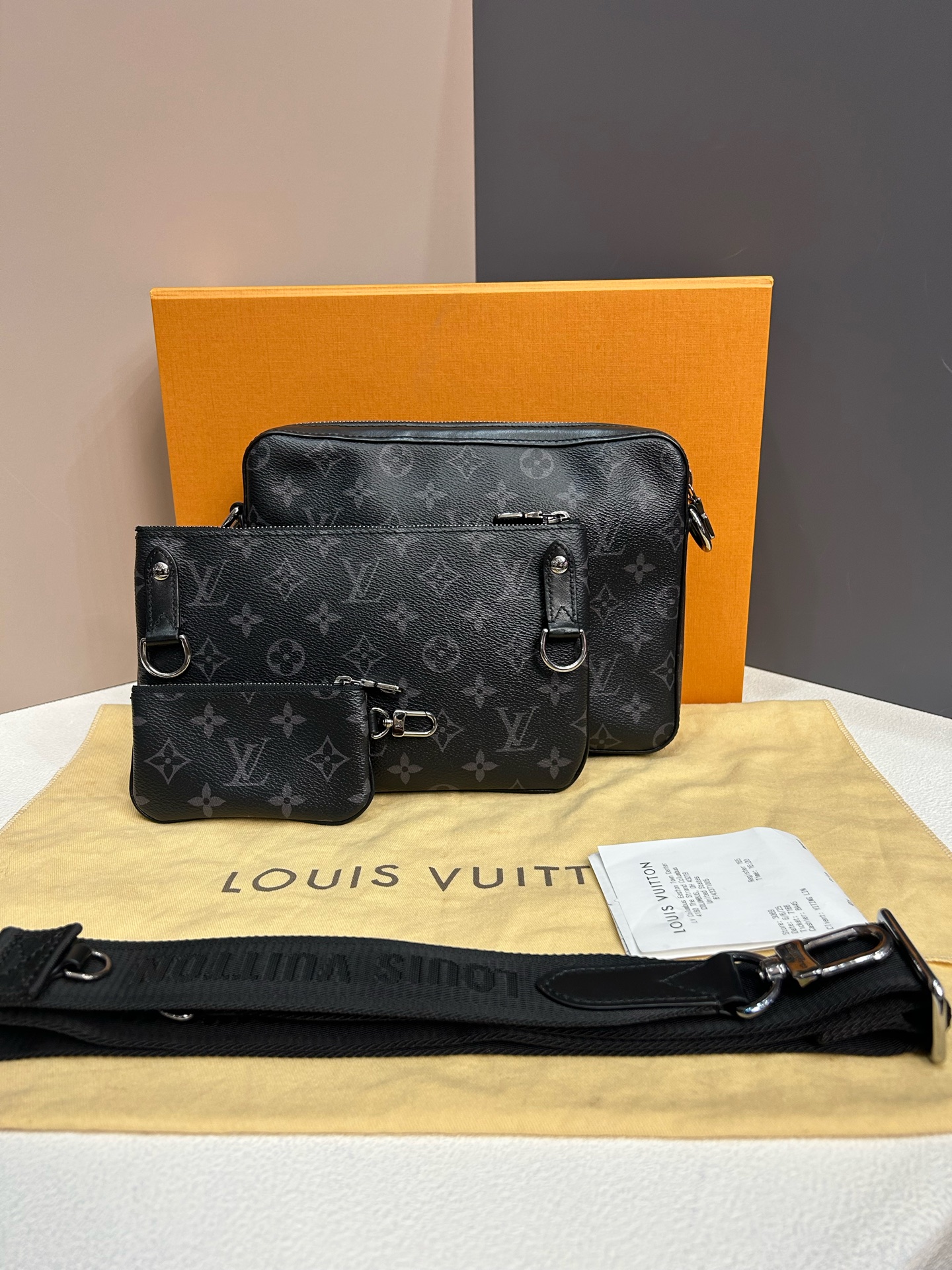 LV Trio Messenger Bag Black Coated Canvas Authentic - Image 5