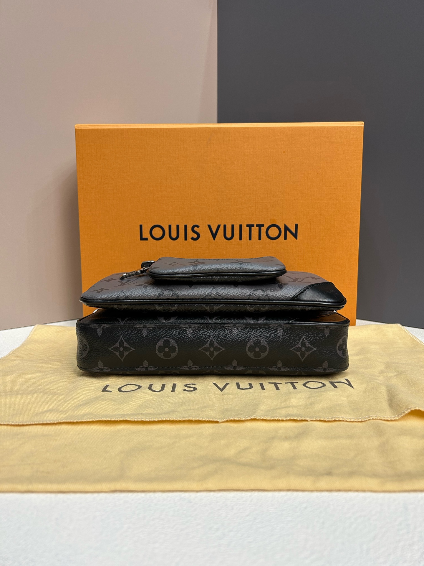 LV Trio Messenger Bag Black Coated Canvas Authentic - Image 8