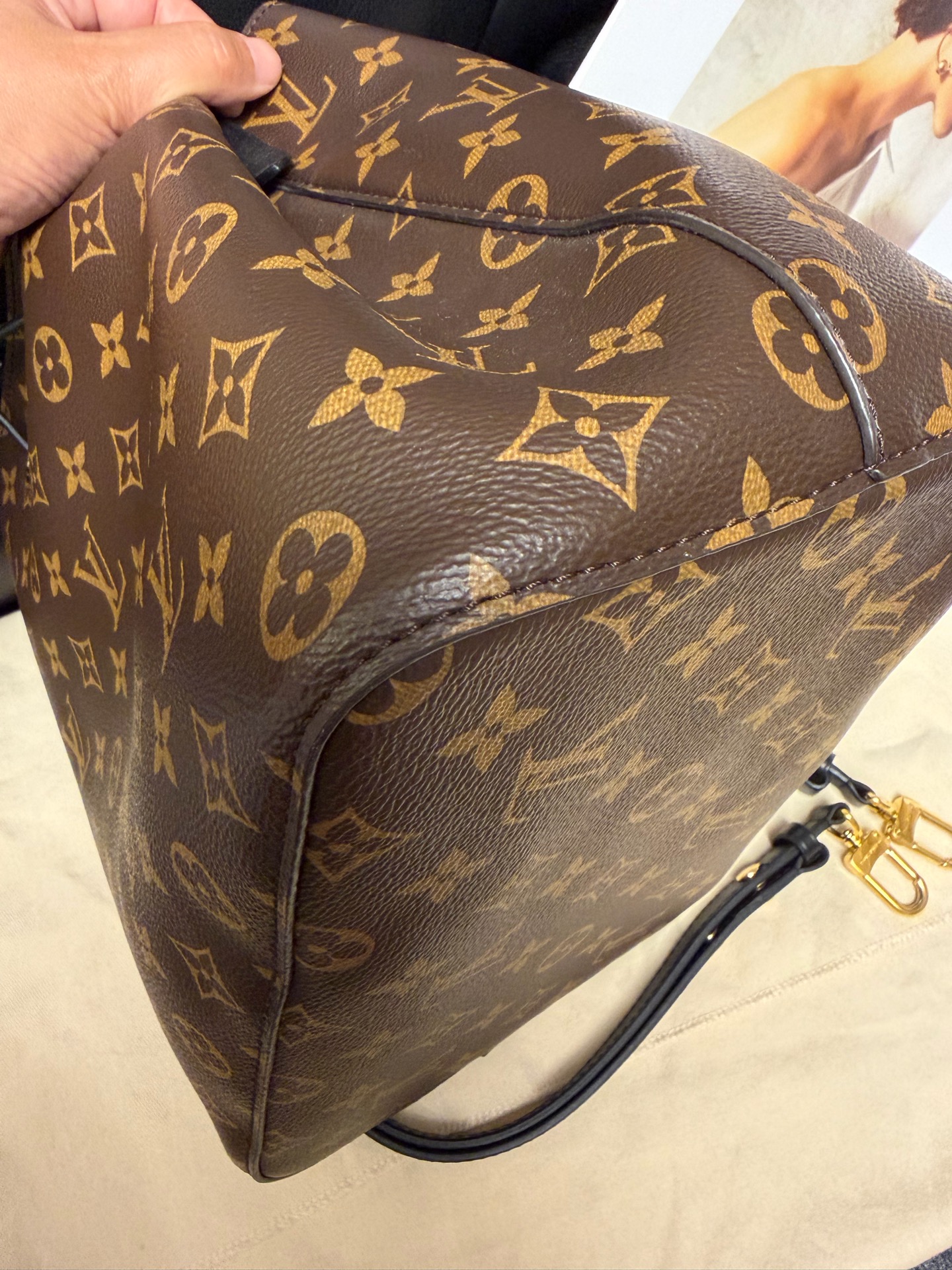 LV Black Bucket Bag 99% New with Chip & Code Authentic - Image 6