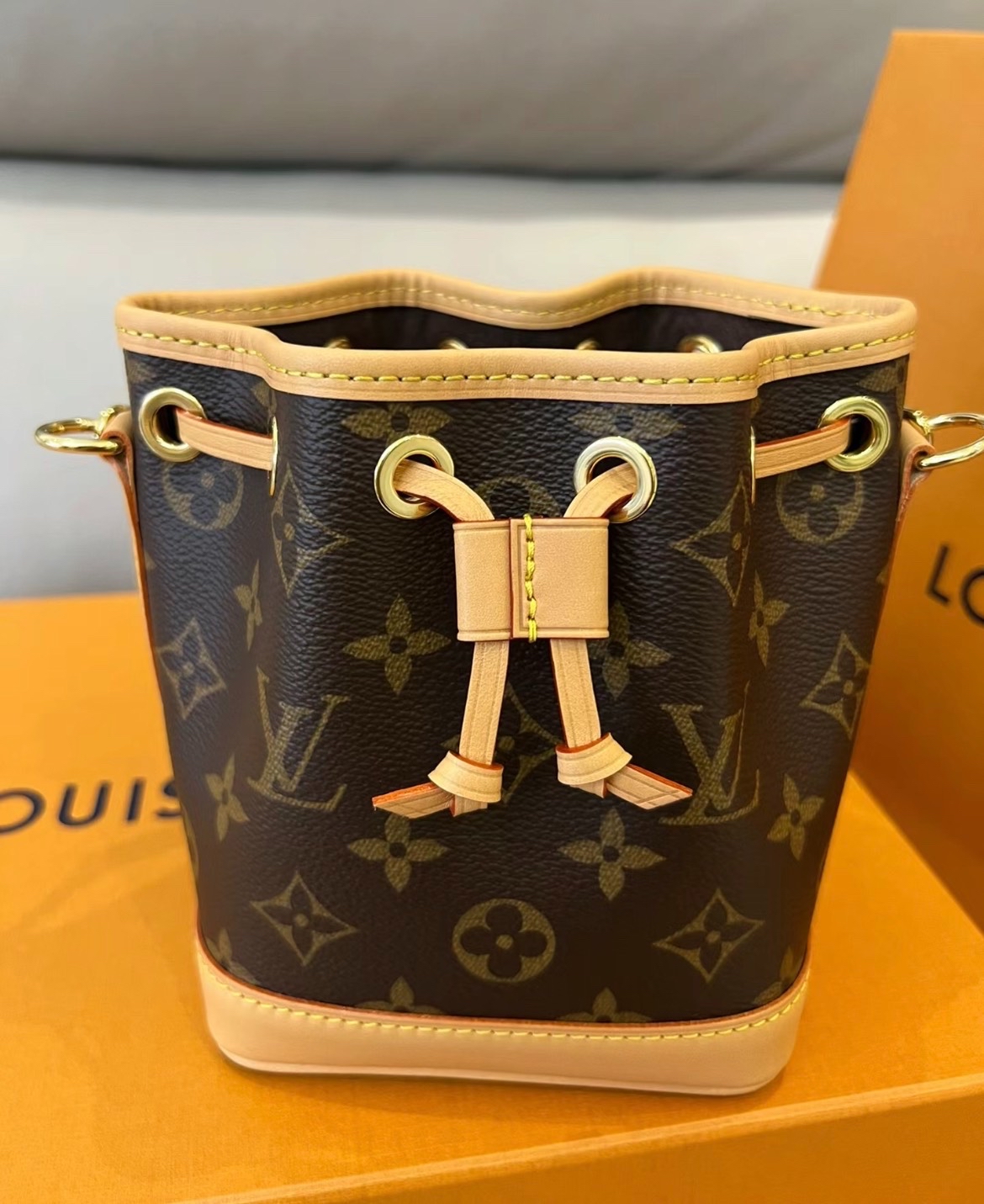 Louis Vuitton Monogram Nano Bucket Bag with Film, July Receipt, Box & Authentic - Image 2