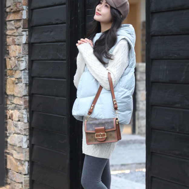 Louis Vuitton Dauphine Monogram Canvas Leather Crossbody Bag Authentic - Image 6