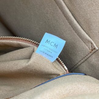 MCM Aren Visetos Monogram Canvas Hobo Shoulder Bag Brown Cognac Authentic